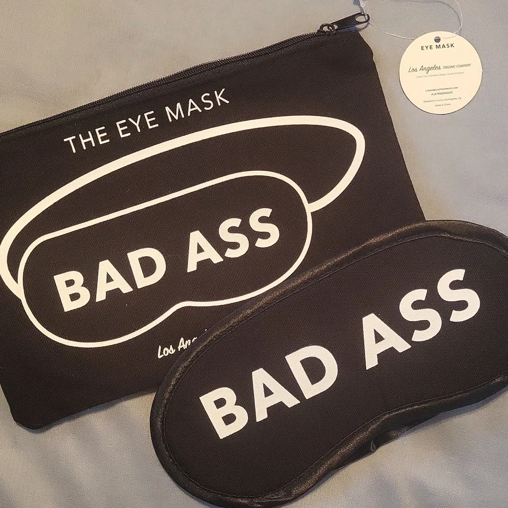 Cute eye masks with fun sayings & matching zippered case.